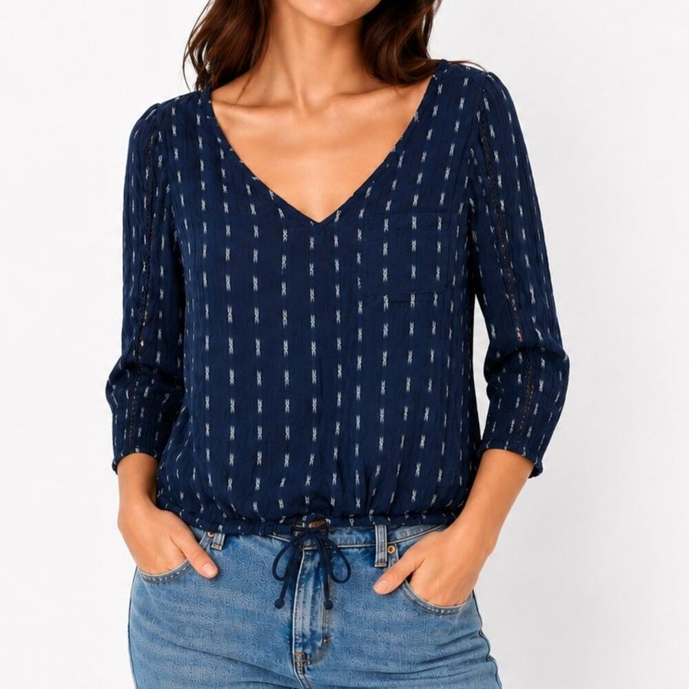 Aeropatale Navy Blue Patterned Blouse
